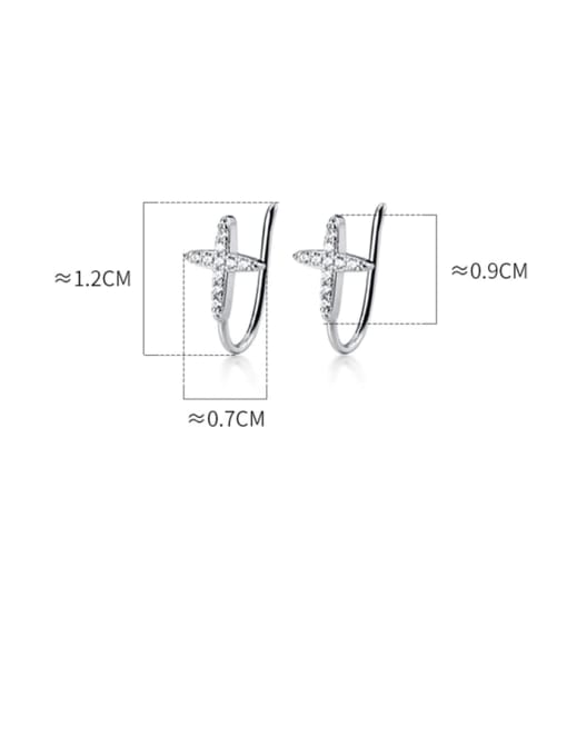 Rosh 925 Sterling Silver Cubic Zirconia  Cross Dainty Clip Earring 3