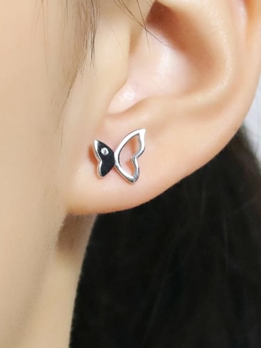 Dan 925 Sterling Silver Butterfly Cute Stud Earring 1