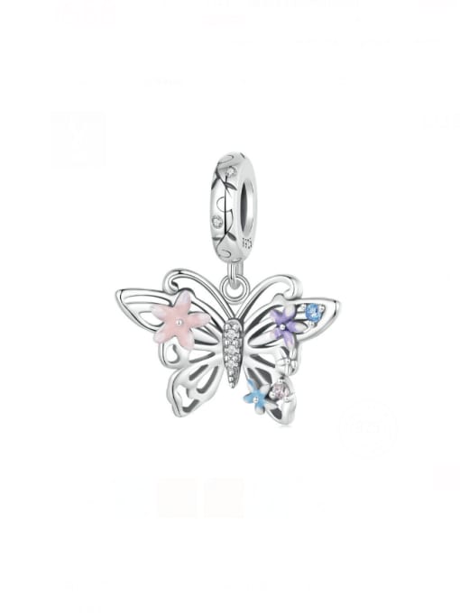 SCC2678 925 Sterling Silver Cubic Zirconia Cute Butterfly DIY Pendant