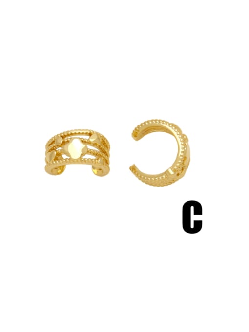 CC Brass Cubic Zirconia Clover Hip Hop Clip Earring 3