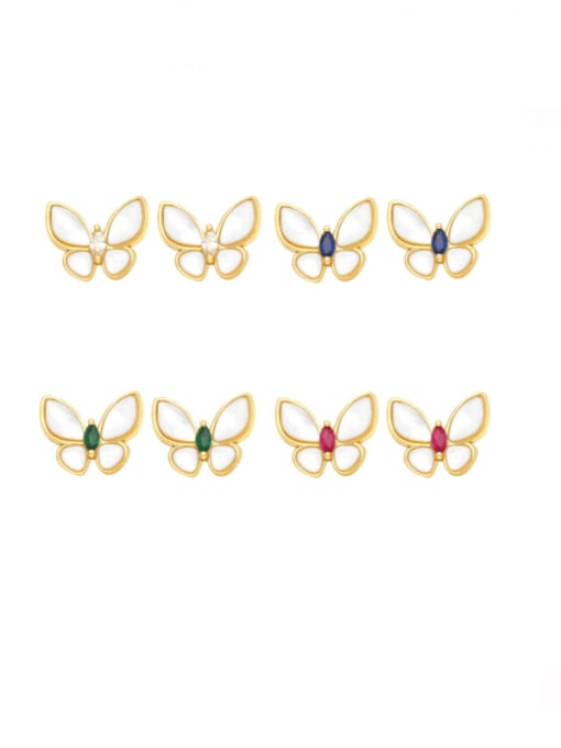 CC Brass Shell Butterfly Minimalist Stud Earring