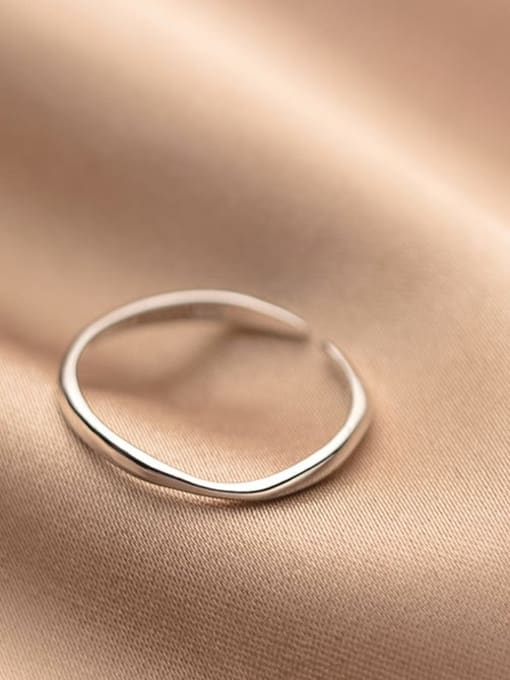 Rosh 925 Sterling Silver Geometric  Line Minimalist Band Ring 0