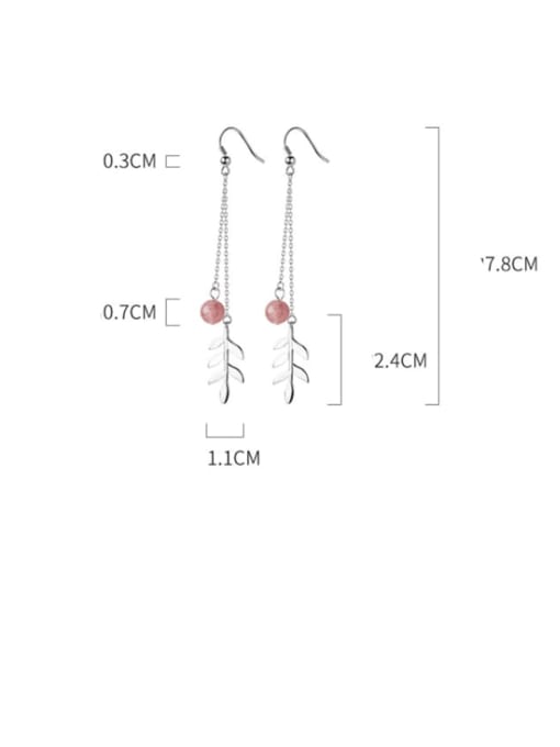 Rosh 925 Sterling Silver Garnet Leaf Minimalist Threader Earring 4