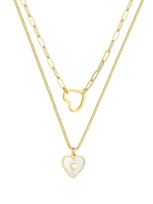 2079 gold necklace Titanium Steel Shell Heart Minimalist Multi Strand Necklace