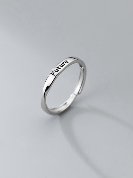 Rosh 925 Sterling Silver Letter Minimalist Couple Ring 2