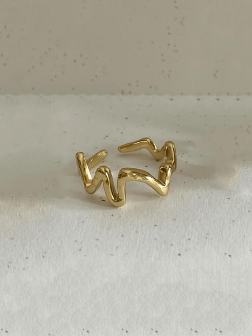 Boomer Cat 925 Sterling Silver Irregular Wavy Lines Trend Band Ring 2