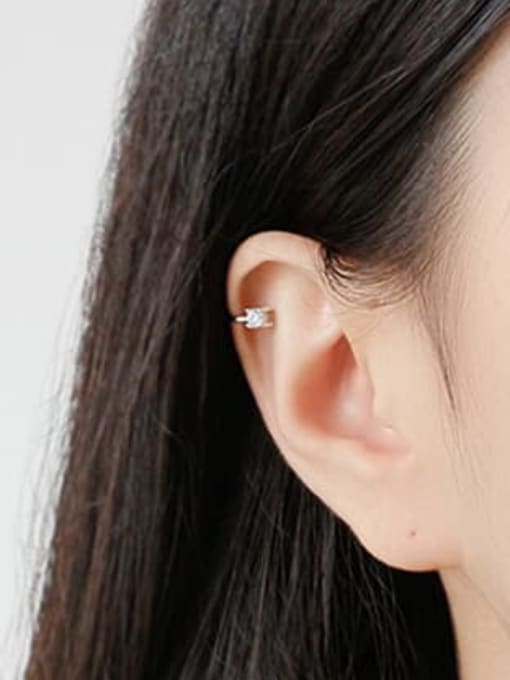 DAKA 925 Sterling Silver Imitation Pearl White Geometric Minimalist Clip Earring 2