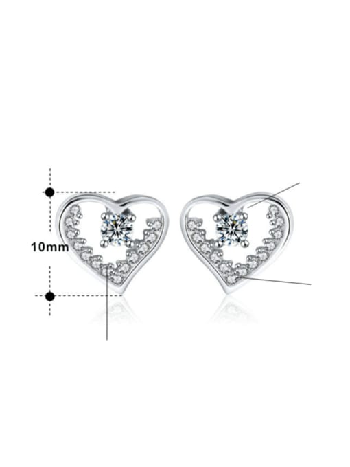 RINNTIN 925 Sterling Silver Cubic Zirconia Heart Minimalist Stud Earring 2