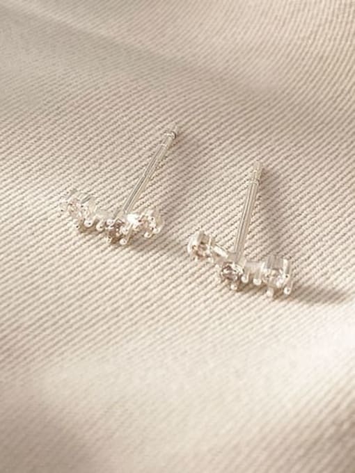 silver 925 Sterling Silver Cubic Zirconia Irregular Minimalist Stud Earring