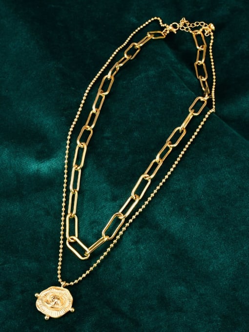 A TEEM Titanium Steel Geometric Vintage Multi Strand Necklace