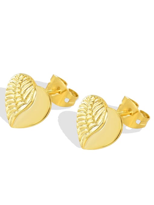 Golden wing Love Earrings Brass Heart Trend Stud Earring