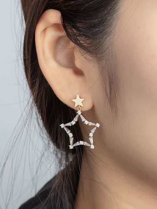 XP Alloy Cubic Zirconia Star Dainty Drop Earring 1