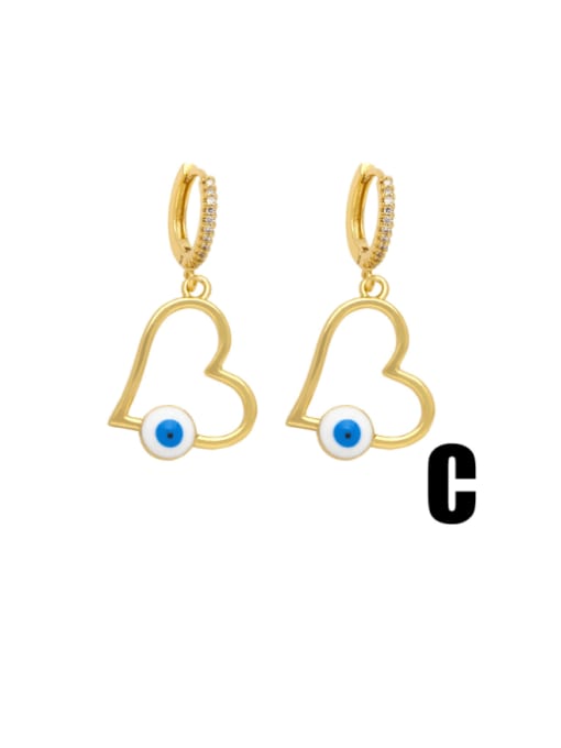 CC Brass Enamel Evil Eye Minimalist Huggie Earring 3