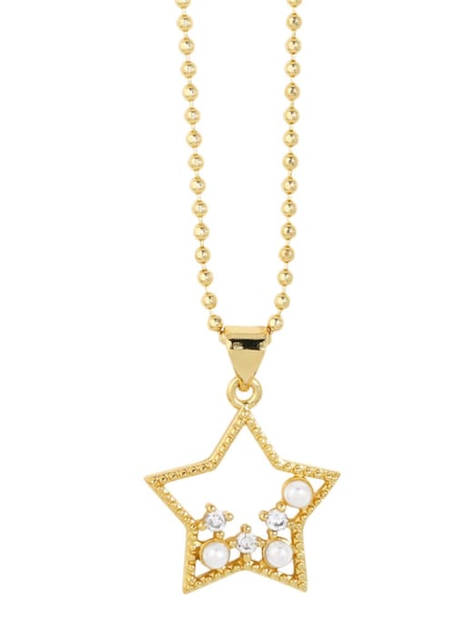 CC Brass Cubic Zirconia Pentagram Vintage Necklace 2