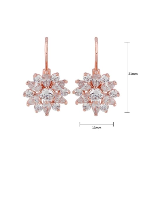 BLING SU Copper Cubic Zirconia Flower Dainty Drop Earring 2