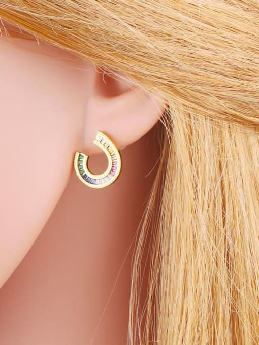 CC Brass Cubic Zirconia Geometric Vintage Stud Earring 1