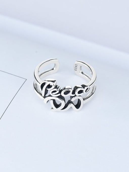 XBOX 925 Sterling Silver Hollow Letter Vintage Band Ring 2