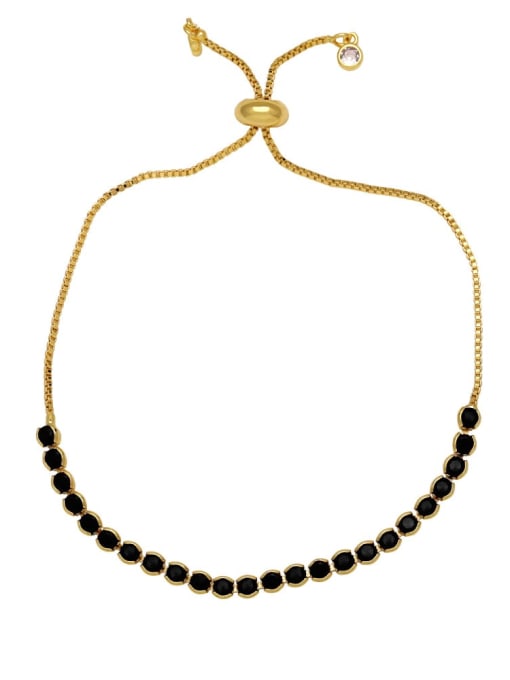 black Brass Cubic Zirconia Geometric Minimalist Adjustable Bracelet