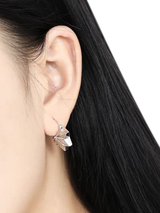 DAKA 925 Sterling Silver Leaf Minimalist Huggie Earring 1