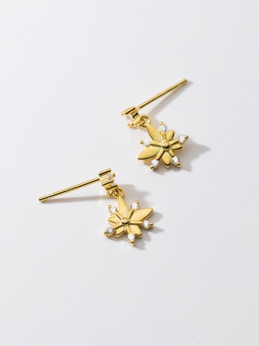 gold 925 Sterling Silver Cubic Zirconia Flower Minimalist Drop Earring