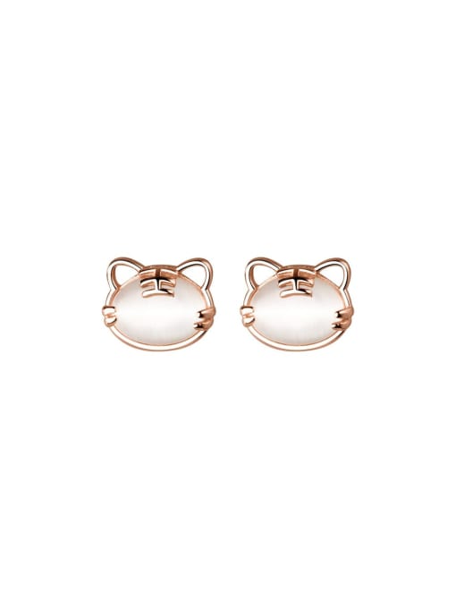 Rosh 925 Sterling Silver Cats Eye Tiger Cute Stud Earring 3