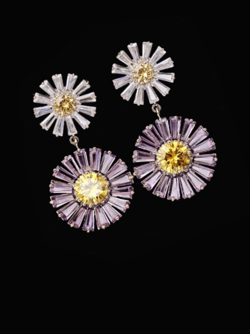 Luxu Brass Cubic Zirconia Flower Trend Drop Earring 0