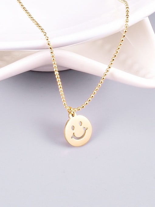 A TEEM Titanium Bead chain Minimalist Smiley pendant Necklace 1