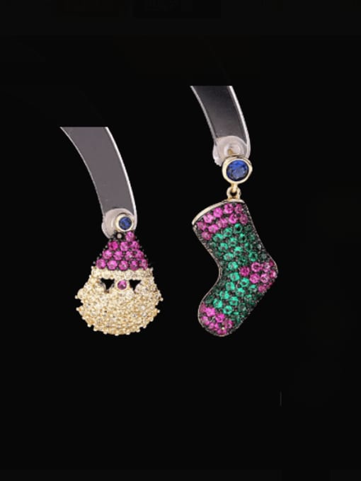 Luxu Brass Cubic Zirconia Trend Christmas elder  Christmas stocking  Cluster Earring 0