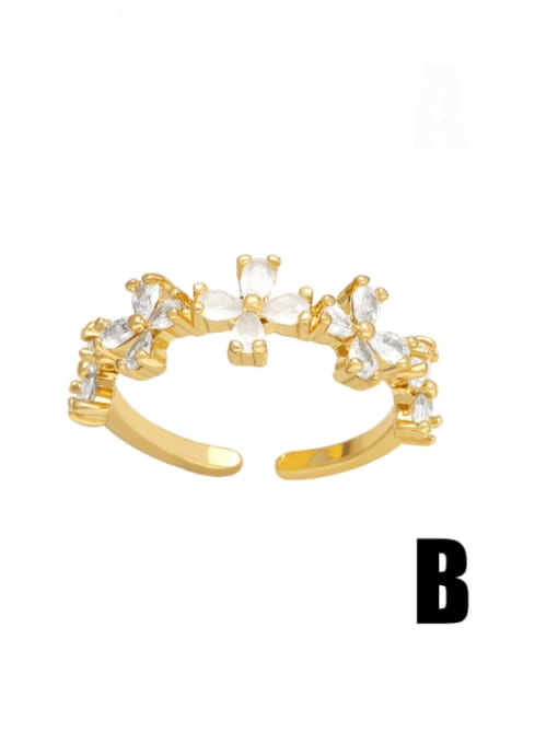 B Brass Imitation Pearl Flower Minimalist Band Ring