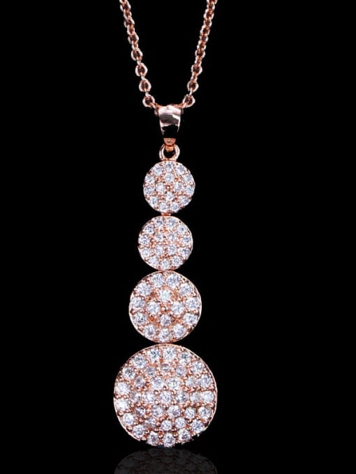 L.WIN Brass Cubic Zirconia Round Luxury Pendant Necklace 1