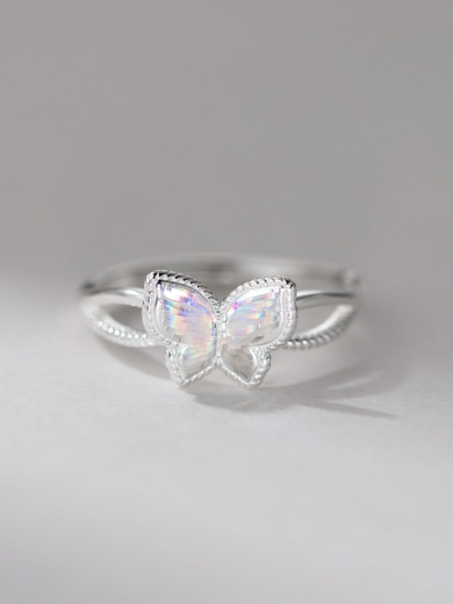 Rosh 925 Sterling Silver Butterfly Minimalist Band Ring 0