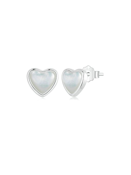Jare 925 Sterling Silver Shell Heart Minimalist Stud Earring 0