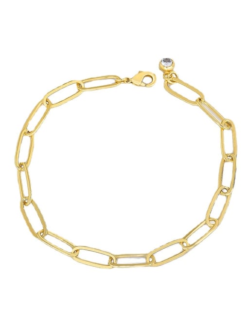 CHARME Brass Hollow Geometric Chain  Minimalist Link Bracelet 3