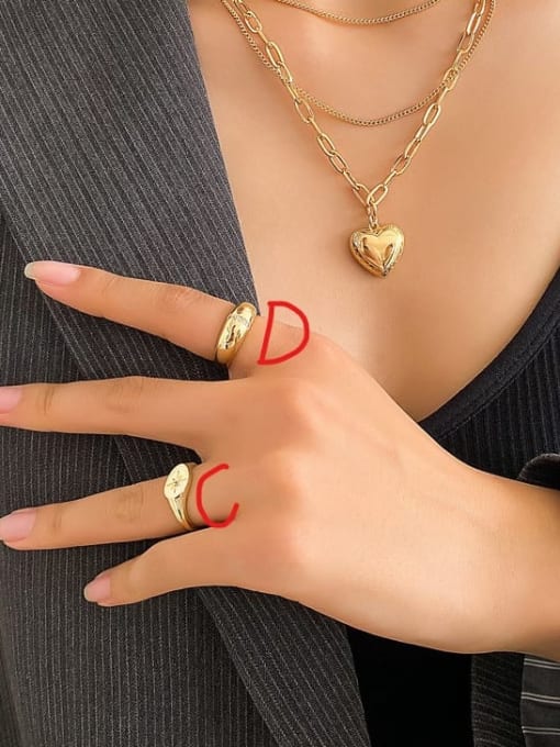 Ring D style Brass Hip Hop Heart  Ring and Necklace Set