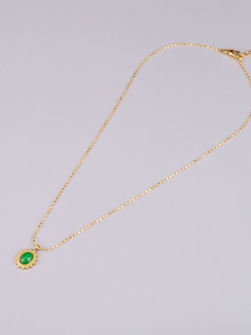 A TEEM Titanium Steel Emerald Round Minimalist Necklace 3