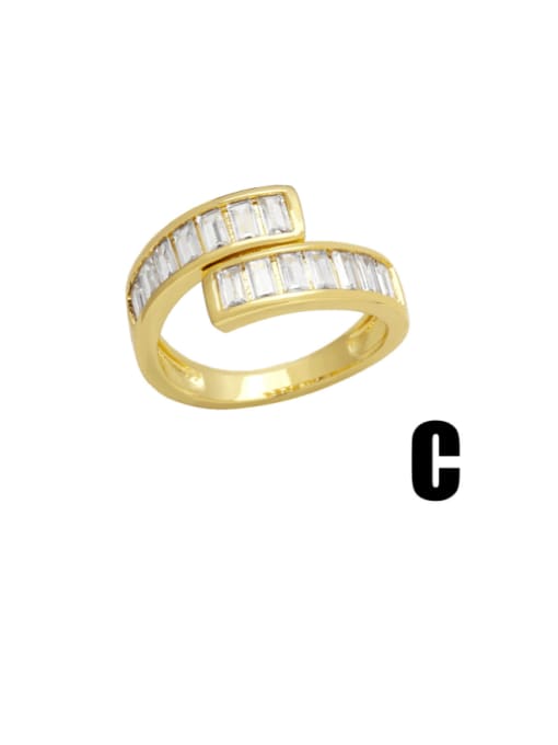 C Brass Cubic Zirconia Geometric Hip Hop Stackable Ring