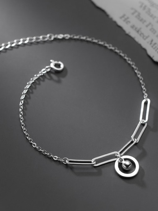 Rosh 925 Sterling Silver Hollow Geometric Chain Minimalist Link Bracelet