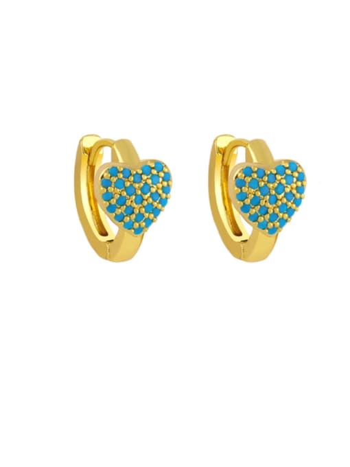 dark blue Brass Cubic Zirconia Heart Bohemia Stud Earring
