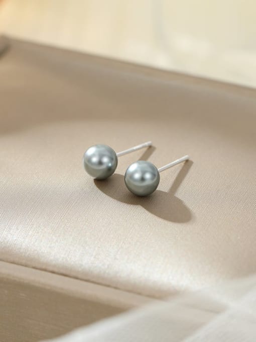 ES2552 【 6mm 】 925 Sterling Silver Imitation Pearl Round Minimalist Stud Earring