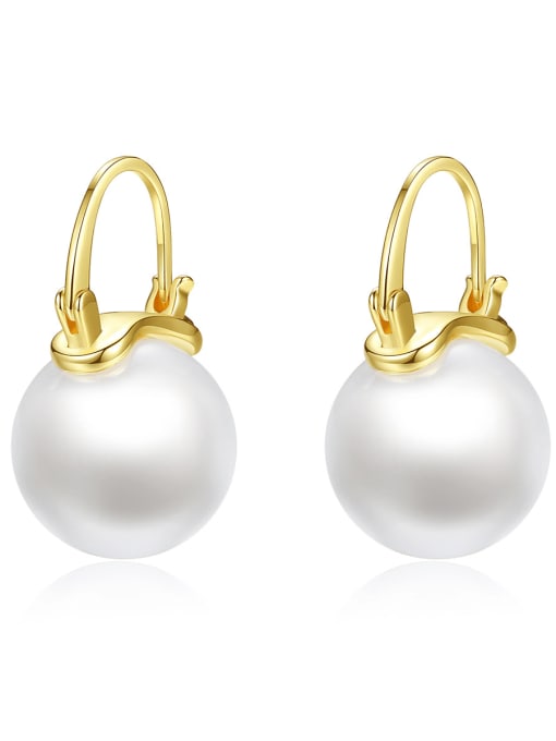 BLING SU Brass Imitation Pearl Round Minimalist Huggie Earring 0
