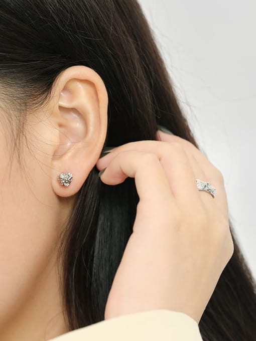 DAKA 925 Sterling Silver  Minimalist Wrinkle pattern geometry ball Stud Earring 3