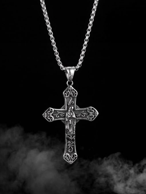 Open Sky Titanium Steel Cross Hip Hop Regligious Necklace 1