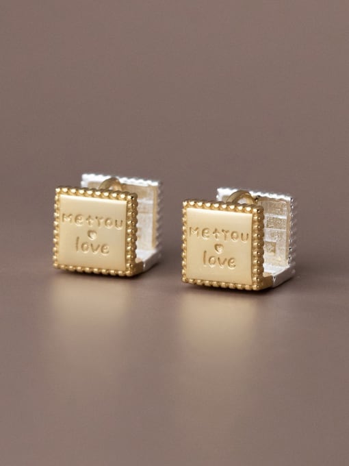 Rosh 925 Sterling Silver Geometric Letter Minimalist Stud Earring