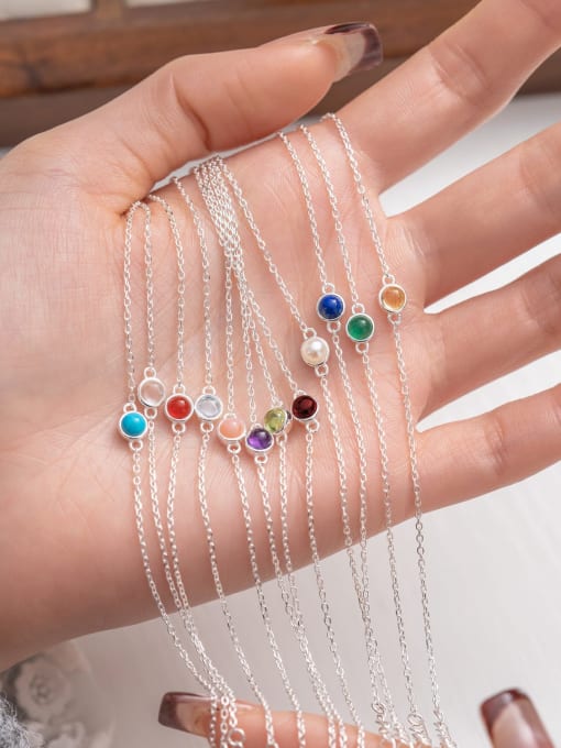 XBOX 925 Sterling Silver Natural Stone Geometric Luxury Link Bracelet 2
