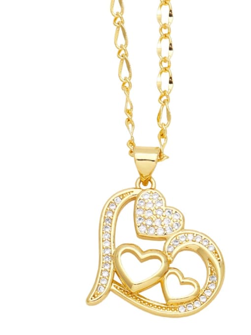 A Brass Cubic Zirconia  Heart Trend Necklace