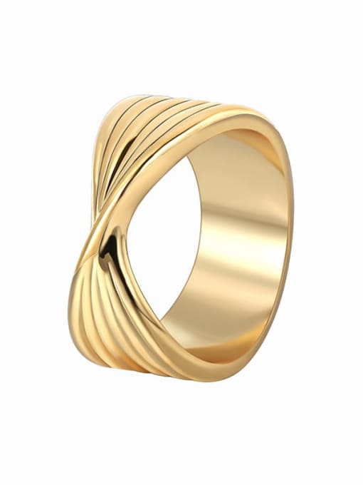 Gold Twisted Pattern Ring Brass Geometric Minimalist Band Ring