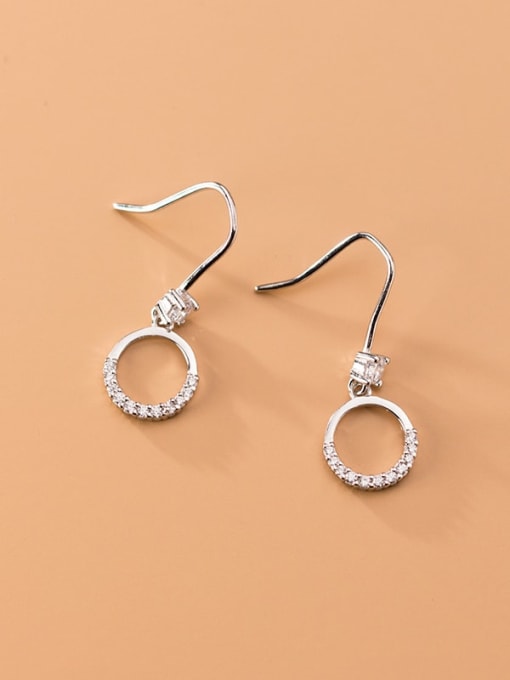 silver 925 Sterling Silver Cubic Zirconia Geometric Minimalist Hook Earring