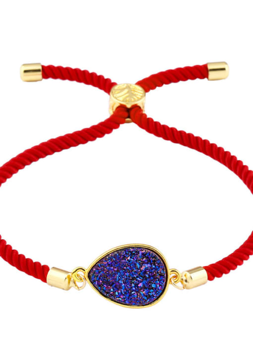 Red rope royal blue Leather Geometric Minimalist Adjustable Bracelet