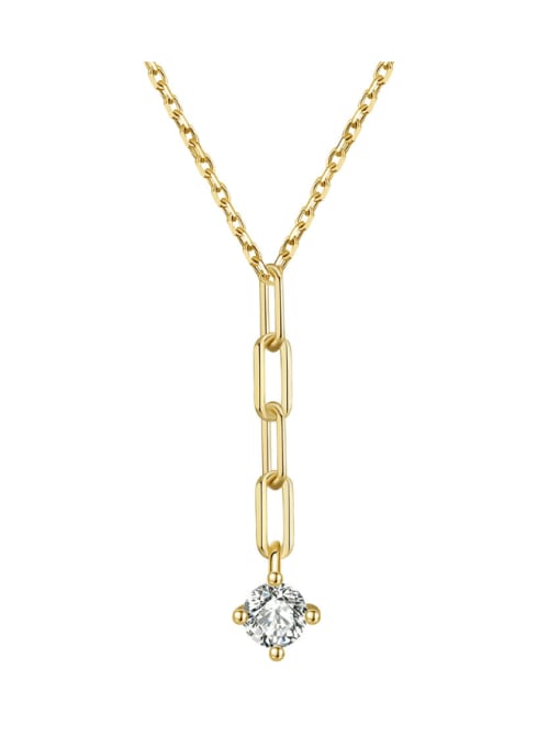 14K gold, chain length 40+ 5CM, 1.72g 925 Sterling Silver Cubic Zirconia Geometric Minimalist Lariat Necklace