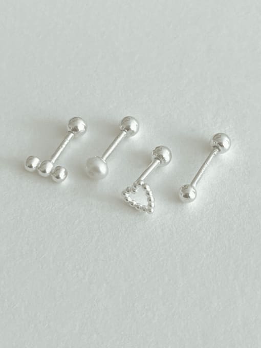 Four piece set of earrings C1199 925 Sterling Silver Heart Minimalist Stud Earring